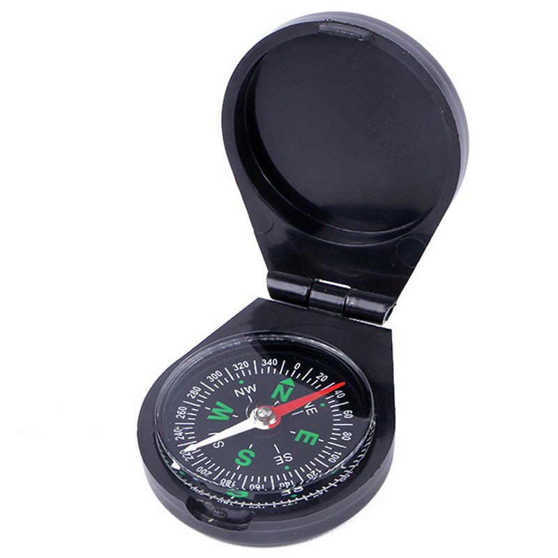 10 - 25 LEI - Busola de Buzunar cu Capac de Plastic, Flippy, Busola pentru Drumetii, Calatorie, Compacta, Usor de Transportat, 6 x 4.8 x 1.5 cm Negru