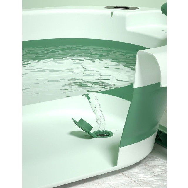 Pentru casa - Cada de Baie, Flippy, pentru Copii 0 luni - 6 Ani, cu Termometru, Pliabila, Perna Suport Inclusa, din Plastic, 81.5 x 49 x 21.5 cm, Verde