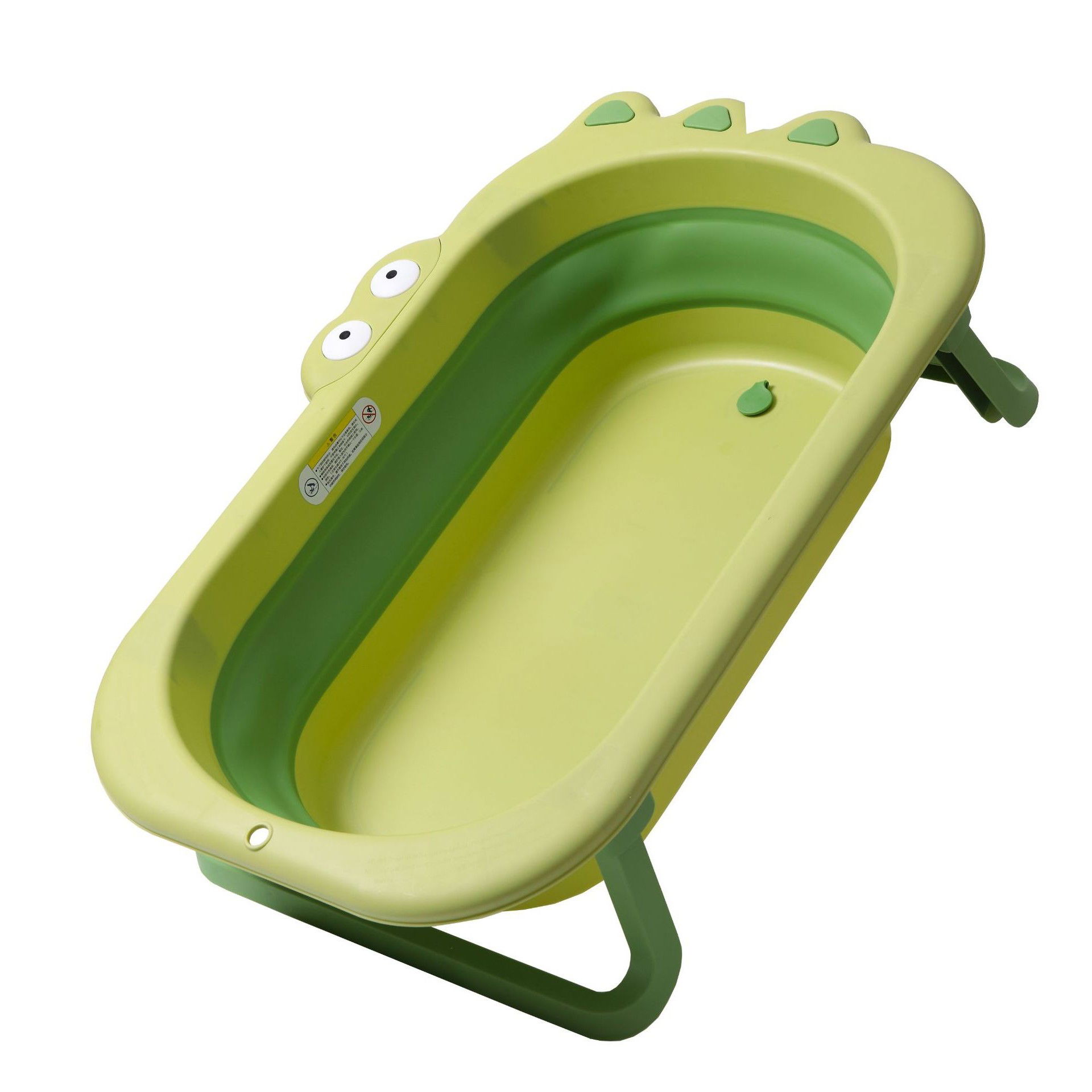 Pentru casa - Cada Pliabila pentru Baie, Flippy, din PP+TPR, pentru Copii 0-6 Ani, Model Crocodil, Dop de Scurgere, 80x54x21 cm, Verde