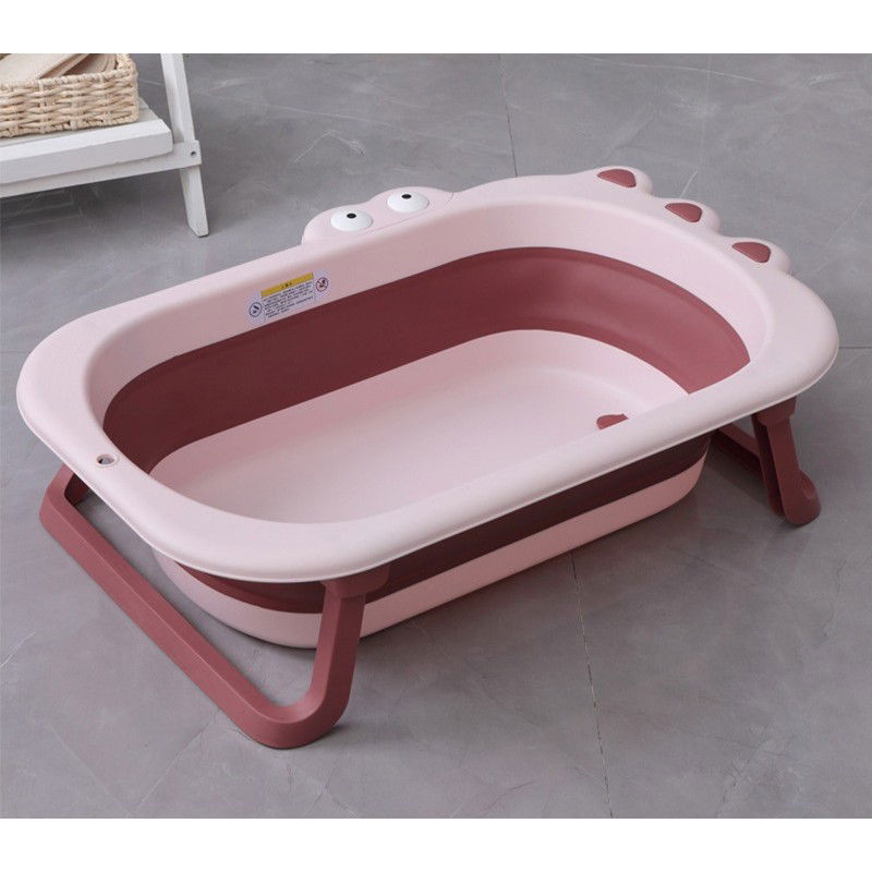 Pentru casa - Cada Pliabila pentru Baie, Flippy, din PP+TPR, pentru Copii 0-6 Ani, Model Crocodil, Dop de Scurgere, 80x54x21 cm, Roz