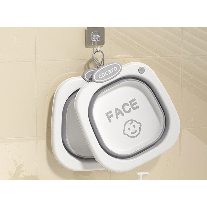 Lavoar Pliabil, Flippy, pentru Copii 1-8 Ani, 28.5x28.5x10 cm, din PE+PP, 3.5l, Model Fata, Gri [5]