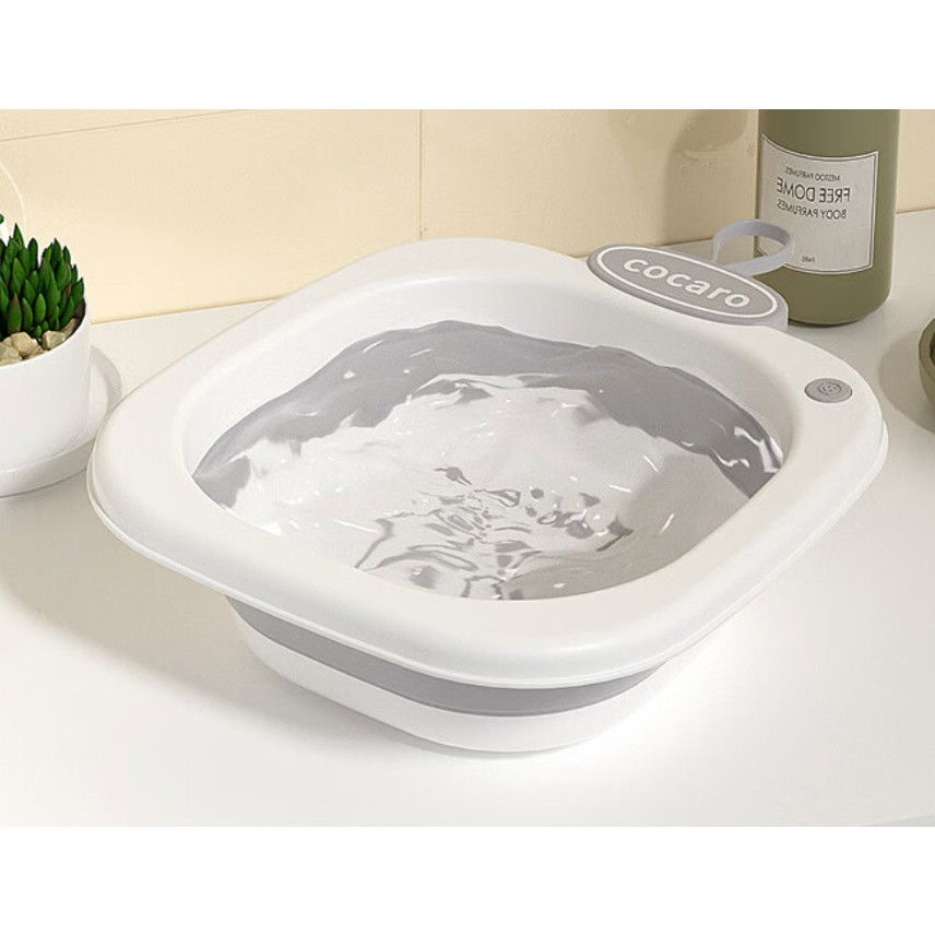 Pentru casa - Lavoar Pliabil, Flippy, pentru Copii 1-8 Ani, 28.5x28.5x10 cm, din PE+PP, 3.5l, Model Fata, Gri