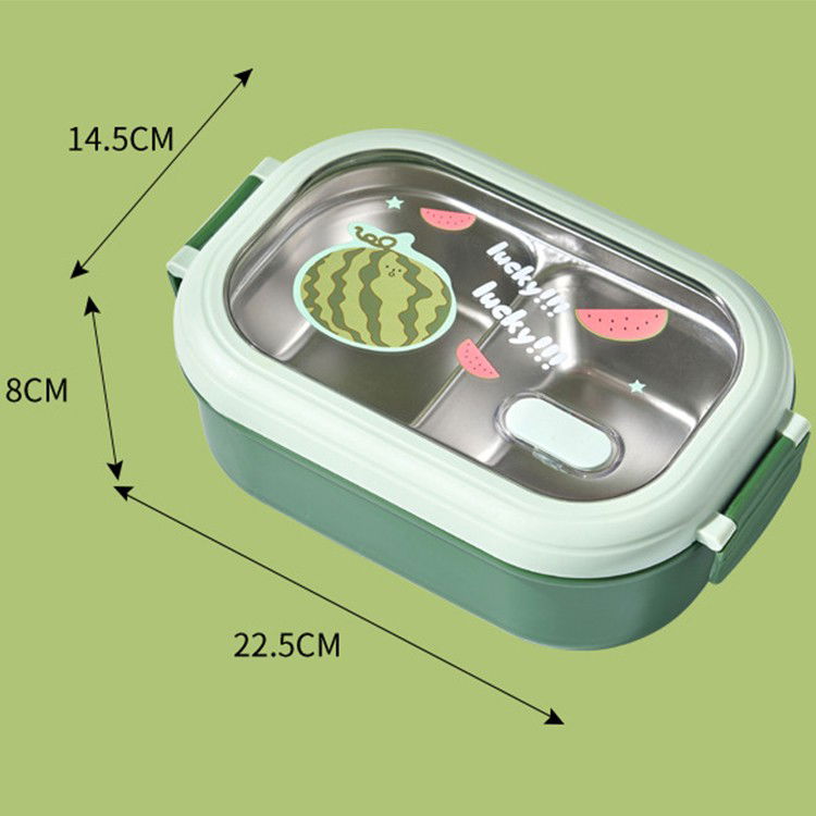 Pentru casa - Caserola Container pentru Pranz, Flippy, Caserola LUNCH BOX pentru Studenti, din Plastic PP, pentru Scoala, Compartiment Metalic in Interior, 22.5 x 14.5 x 8 cm, Verde