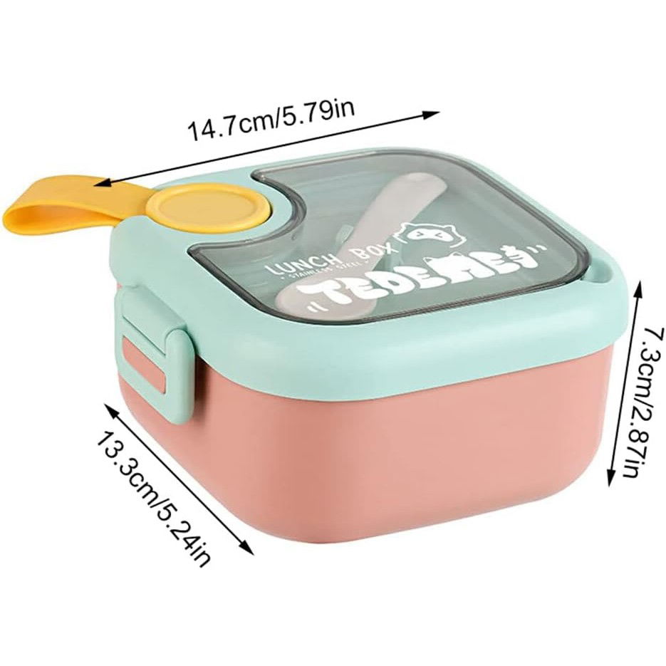 Caserola pentru copii Flippy, lunch box, 750 ml, doua boluri, lingura, foarfeca din plastic, rezistenta la scurgeri, Roz [8]