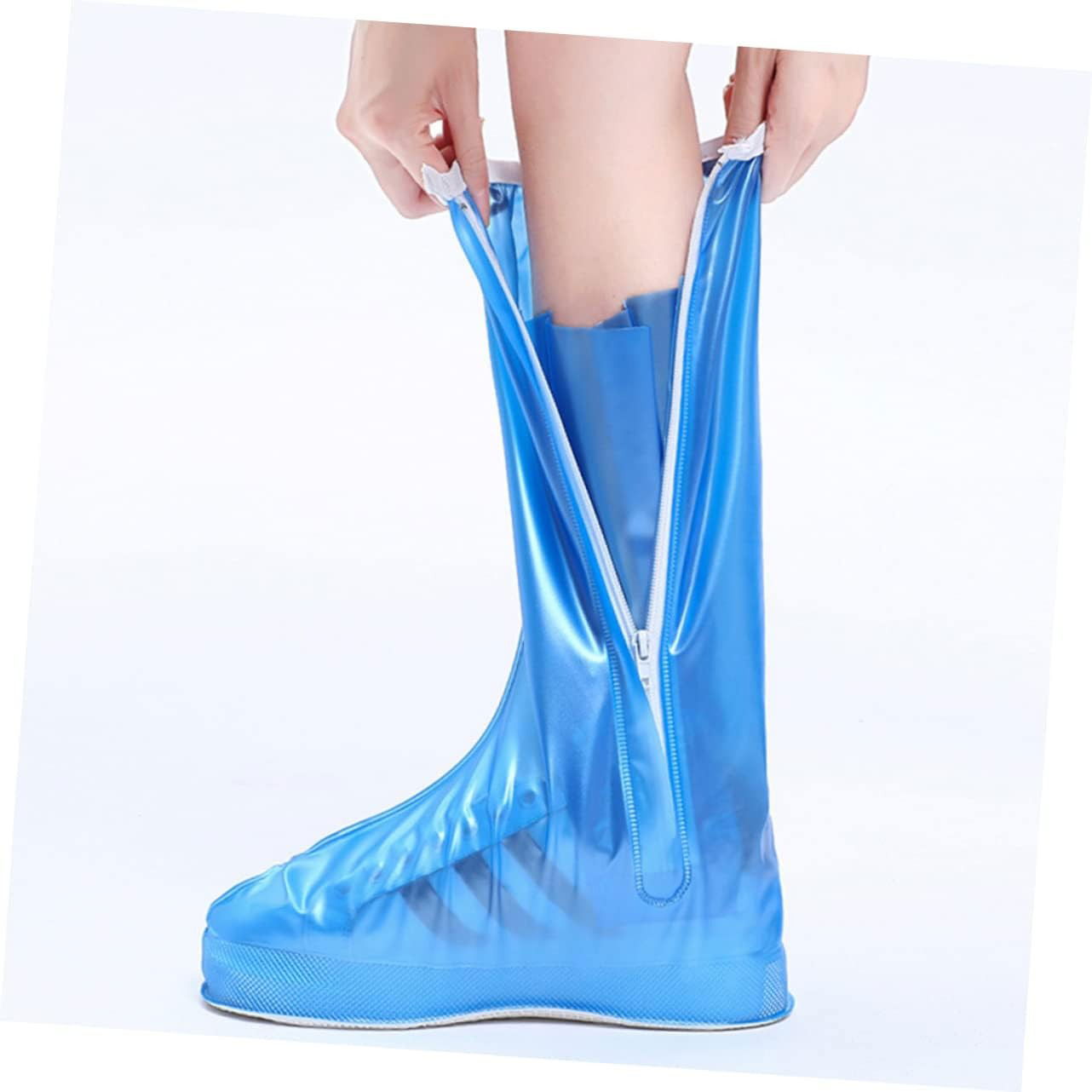 10 - 25 LEI - Protectie Incaltaminte pentru Ploaie si Noroi, Flippy, Impermeabila, Talpa Antiderapanta, cu Fermoar si Capsa, Inaltime 40 cm, Marime M 36-37, Albastru