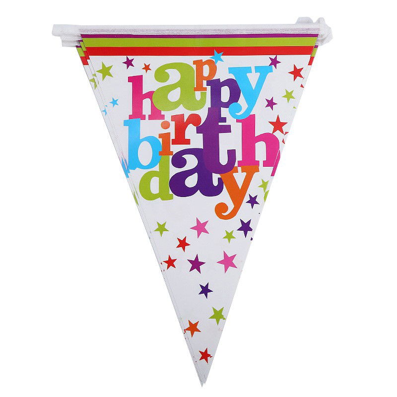 Petrecere - Set 10 Stegulete Tip Banner, Flippy, Colectia Happy Birthday, 270 cm Lungime, din Hartie Cretata, Multicolor