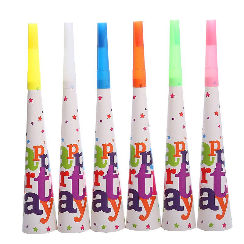 Petrecere - Set 6 Suflatori, Flippy, Colectia Happy Birthday, 20 cm, din Carton, Multicolor