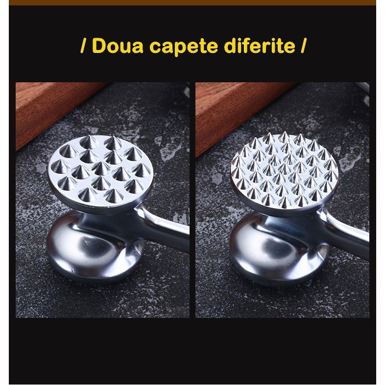 Ciocan pentru snitele si carne Flippy, din aliaj de zinc, maner antialunecare, doua capete, 22 cm, argintiu [4]