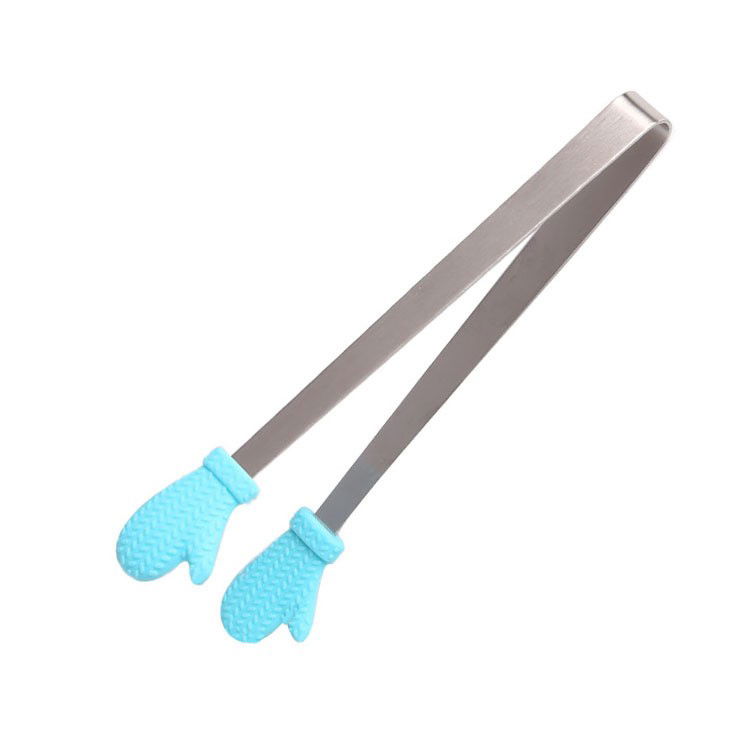 Pentru casa - Cleste Creativ pentru Mancare, Flippy, Model Manusi din Silicon, 14.5x3 cm, Rezistent la Temperaturi Inalte si Coroziune, Albastru