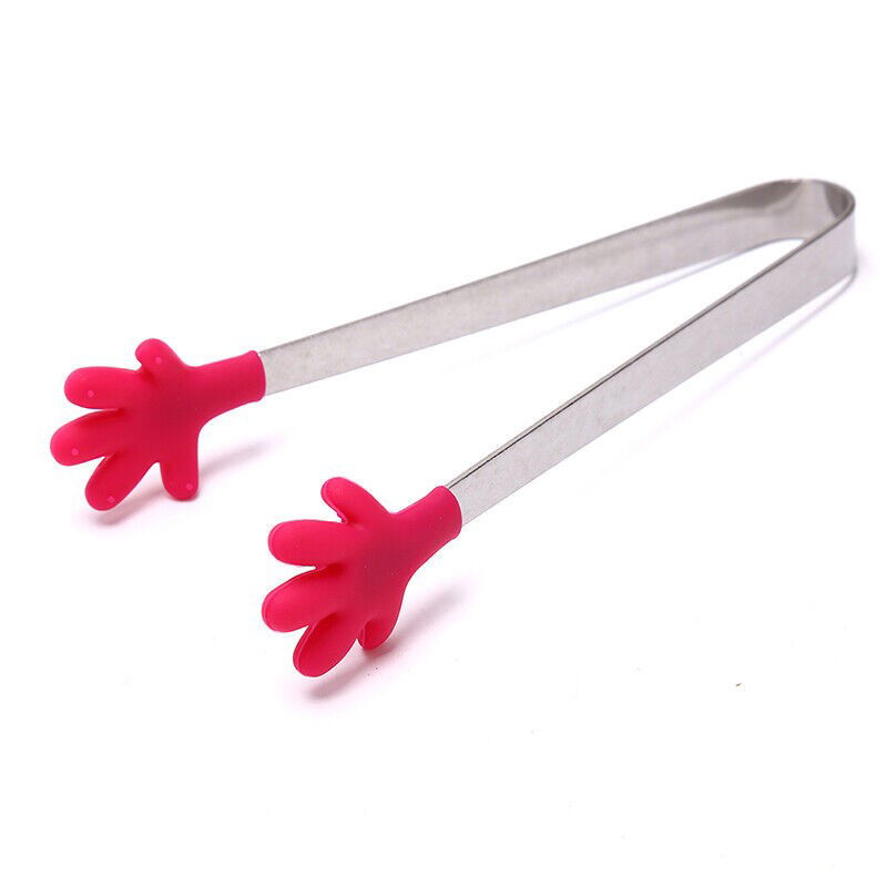 Pentru casa - Cleste Creativ pentru Mancare, Flippy, Model Manute din Silicon, 14.5x3 cm, Rezistent la Temperaturi Inalte si Coroziune, Rosu