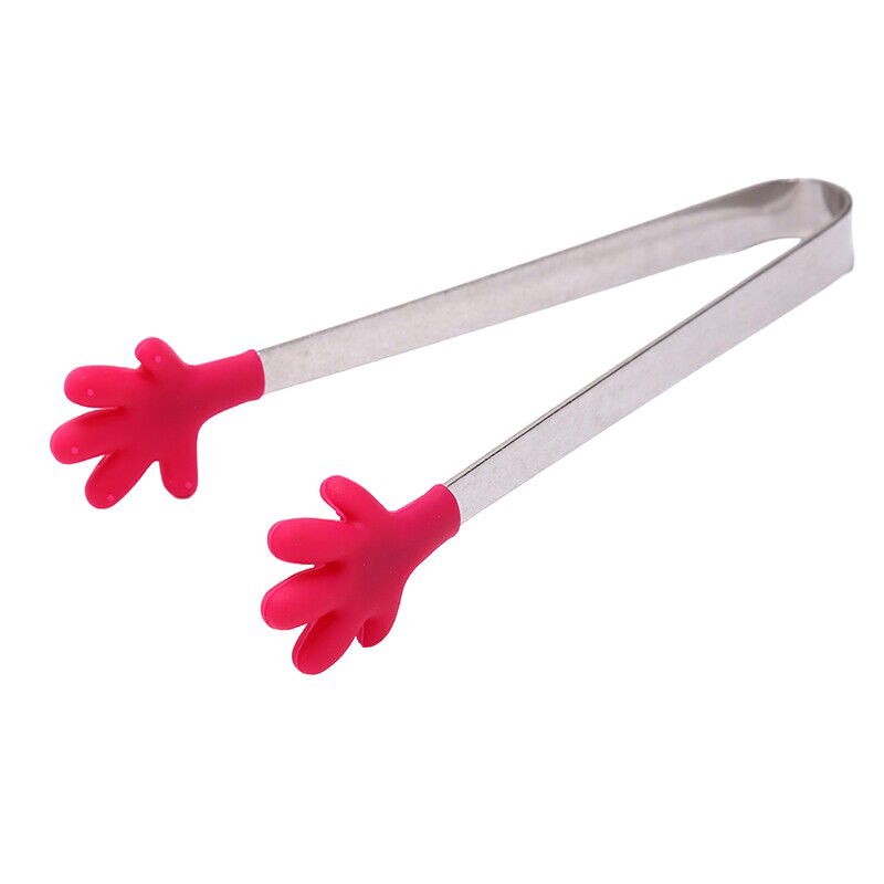 Pentru casa - Cleste Creativ pentru Mancare, Flippy, Model Manute din Silicon, 14.5x3 cm, Rezistent la Temperaturi Inalte si Coroziune, Rosu