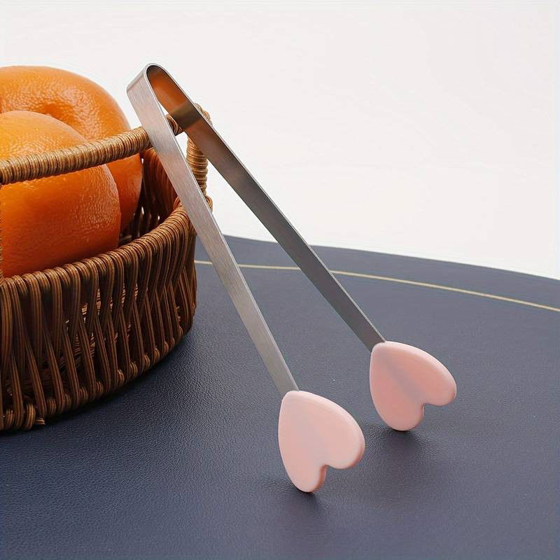 Cleste Creativ pentru Mancare, Flippy, Model Inimioare din Silicon, 14.5x3 cm, Rezistent la Temperaturi Inalte si Coroziune, Roz [3]