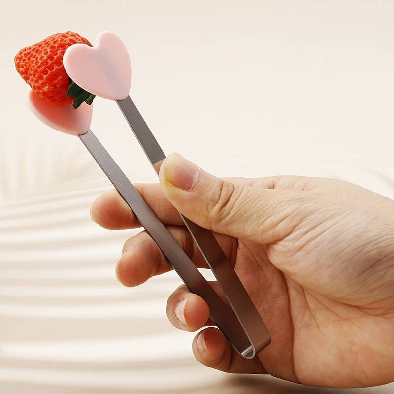 Cleste Creativ pentru Mancare, Flippy, Model Inimioare din Silicon, 14.5x3 cm, Rezistent la Temperaturi Inalte si Coroziune, Roz [4]