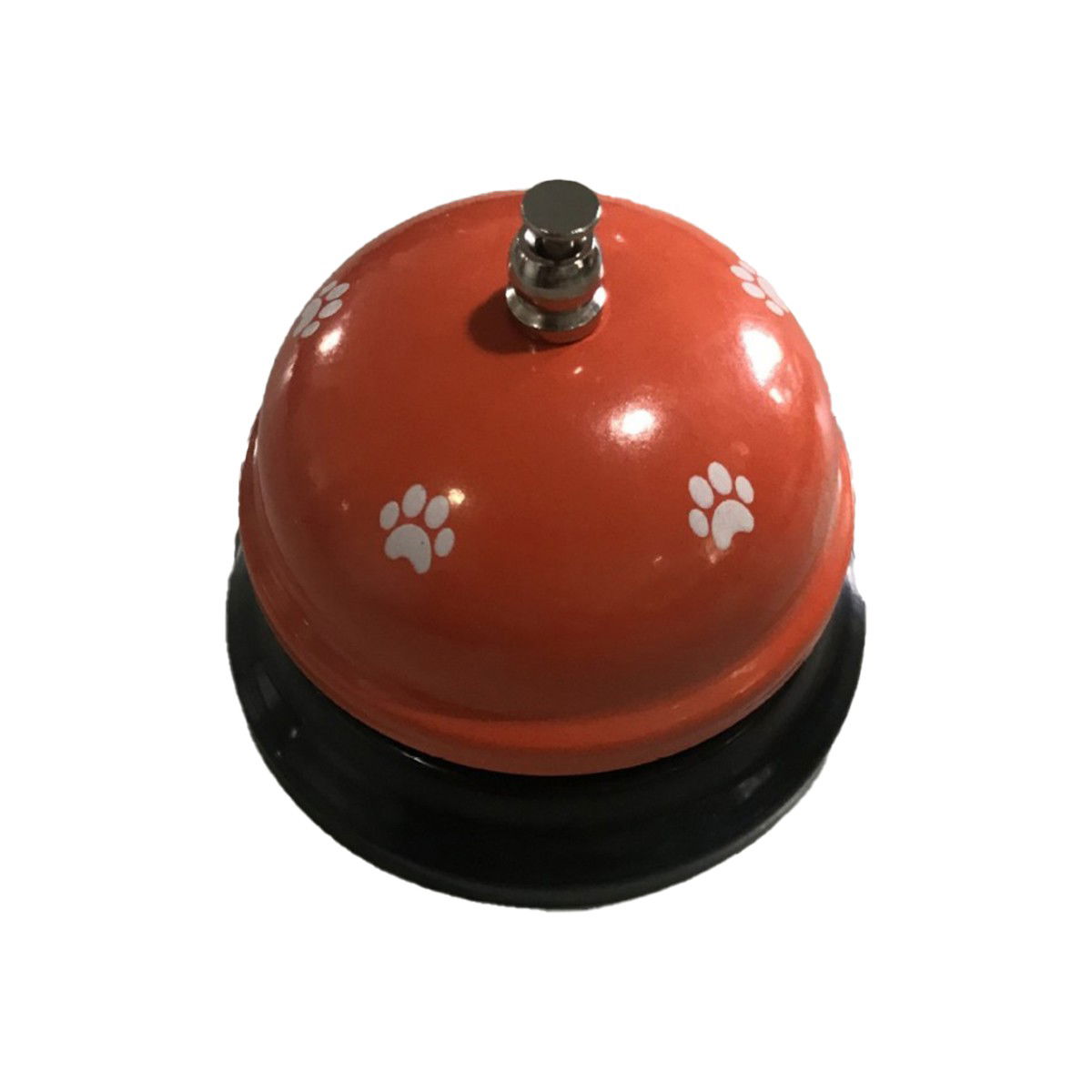 Pentru casa - Clopotel Metalic Multifunctional, Flippy, Rosu cu Imprimeu Labuta Alba, 7.5 x 7.5 x 6.5  cm, Dresaj, Receptie, Restaurante