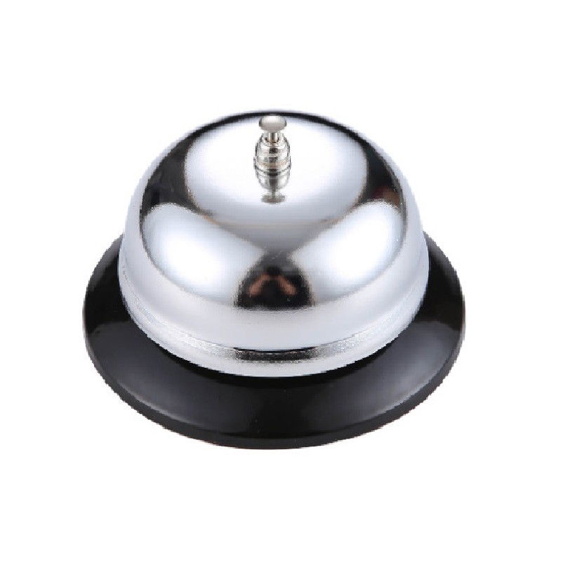 Accesorii Bucătărie - Clopotel sonerie metalica Flippy, pentru receptie hoteluri, baruri, restaurante, material metal si plastic, 6 x 10 cm, argintiu