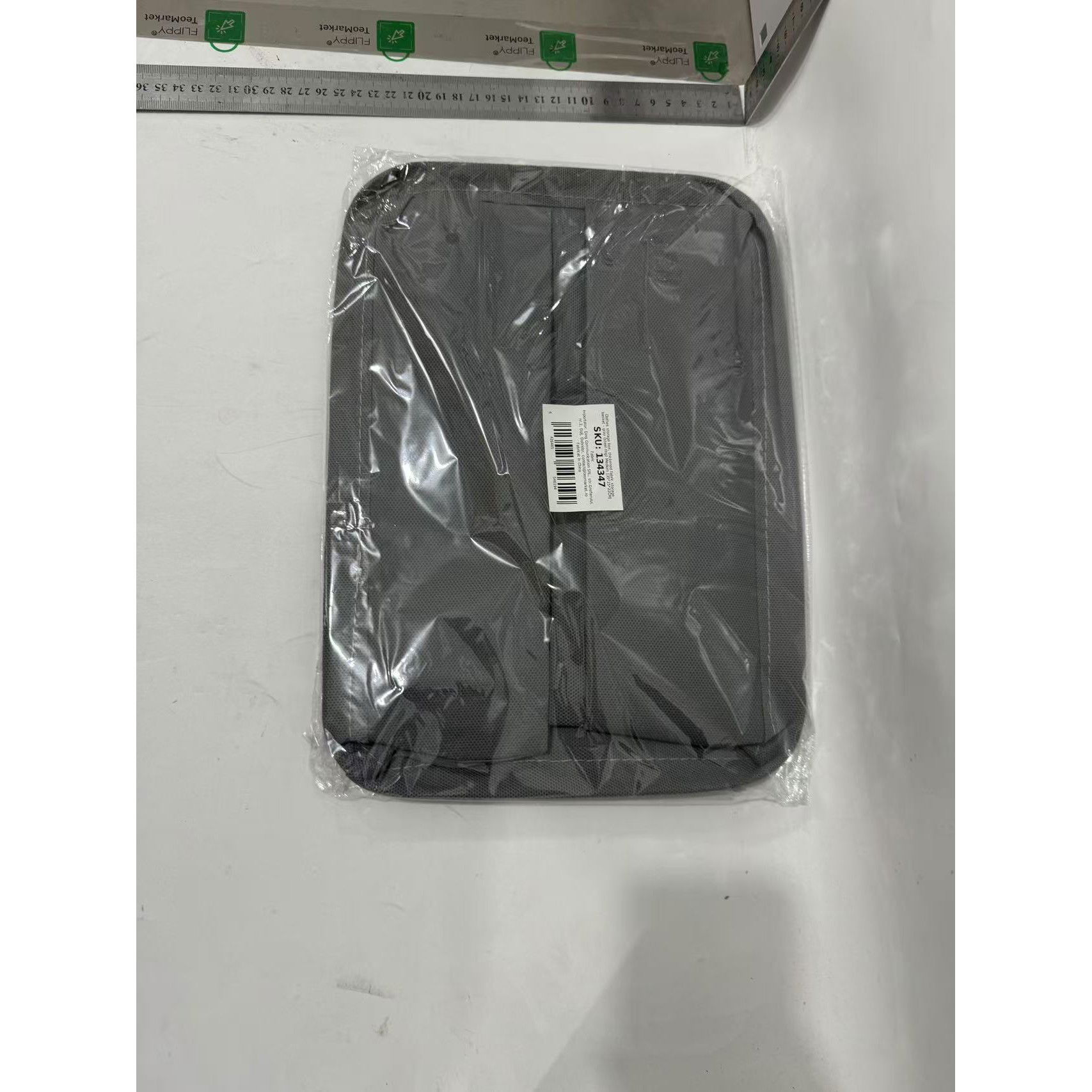 10 - 25 LEI - Cutie Depozitare Flippy, pentru Haine, lucruri, din Textil cu Cadru Metalic, Manere Laterale, forma Dreptunghiulara, 35 x 25 x 22cm, volum 19 L, Gri