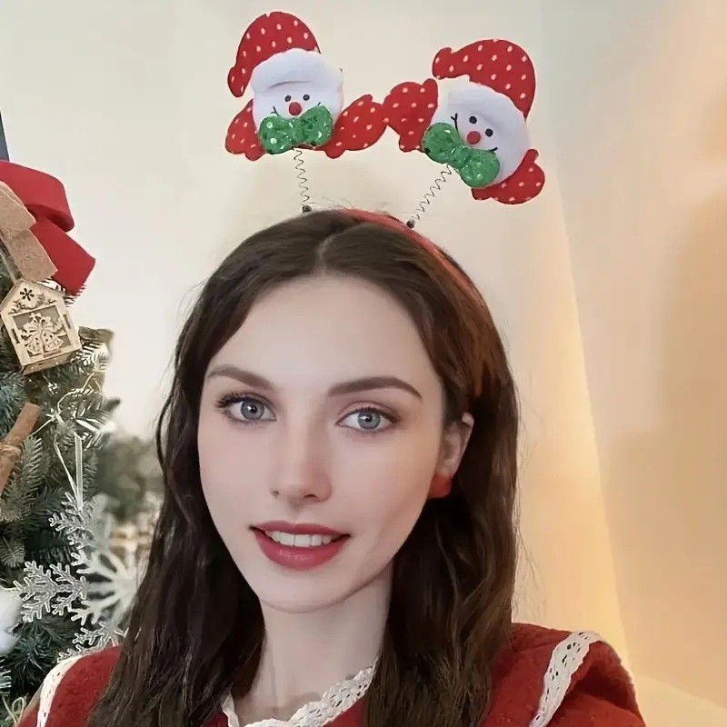 Petrecere - Coronita Decorativa, Flippy, Tema Craciun, 12 x 25 cm, Model Om de Zapada, Marime Universala, Rosu/Alb