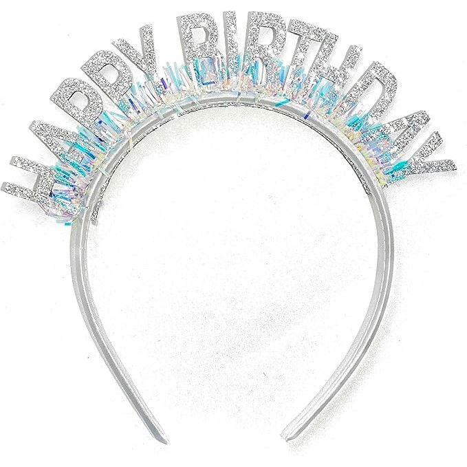 Coronita Decorativa pentru Petreceri, Flippy, Tema Aniversare, Model Happy Birthday, Marime Universala, Argintiu [5]