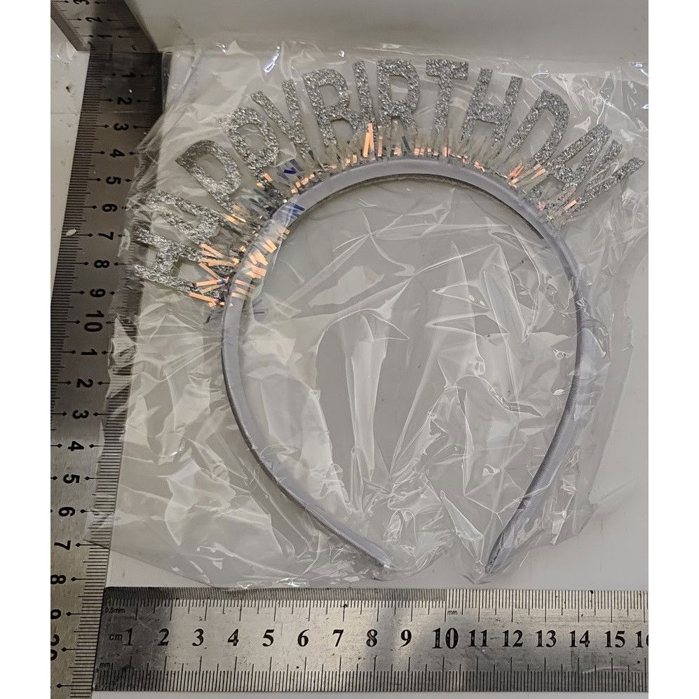 Coronita Decorativa pentru Petreceri, Flippy, Tema Aniversare, Model Happy Birthday, Marime Universala, Argintiu [7]