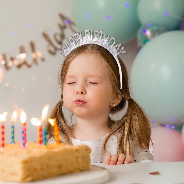 Coronita Decorativa pentru Petreceri, Flippy, Tema Aniversare, Model Happy Birthday, Marime Universala, Argintiu [2]