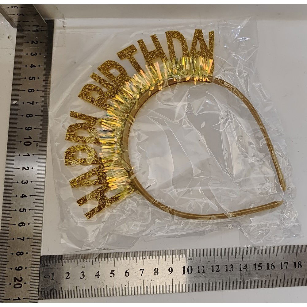 Coronita Decorativa pentru Petreceri, Flippy, Tema Aniversare, Model Happy Birthday, Marime Universala, Auriu [4]