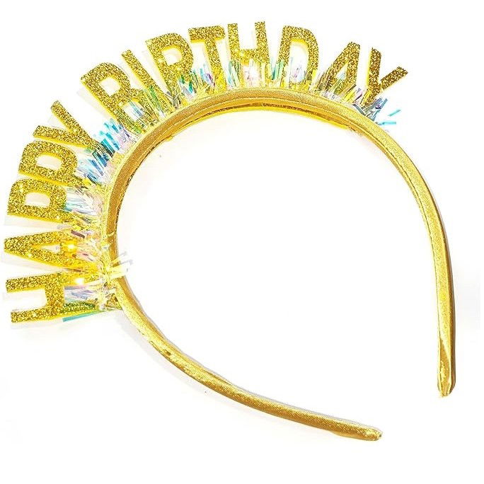 Coronita Decorativa pentru Petreceri, Flippy, Tema Aniversare, Model Happy Birthday, Marime Universala, Auriu [2]