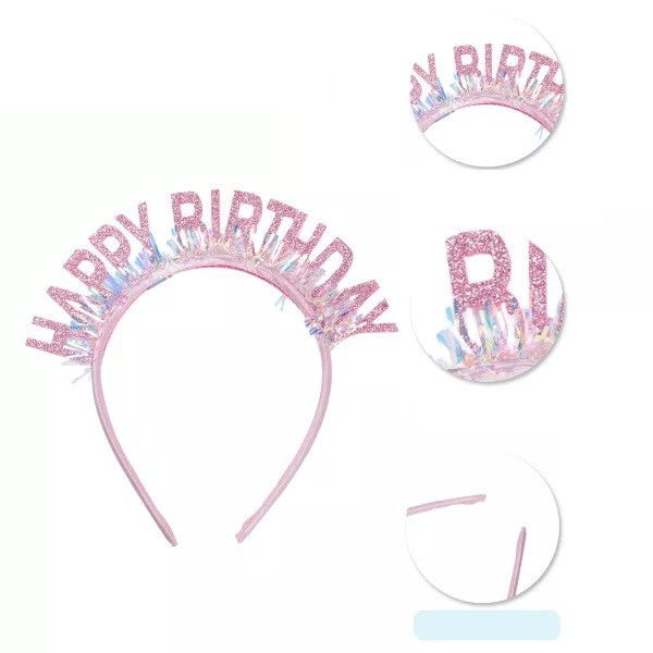 Coronita Decorativa pentru Petreceri, Flippy, Tema Aniversare, Model Happy Birthday, Marime Universala, Rose [4]
