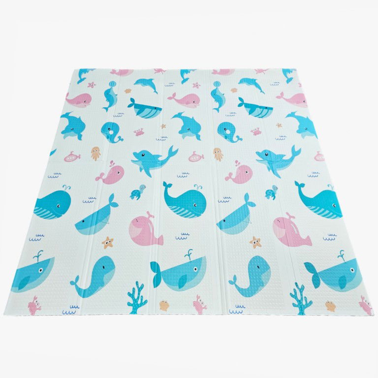 Covorase de joaca - Covoras de Joaca pentru Copii Termic cu 2 Fete, Flippy, Model Ursuleți si Delfini, cu Spuma, Impermeabil, Antiderapant, 200cm x 180cm x 1cm
