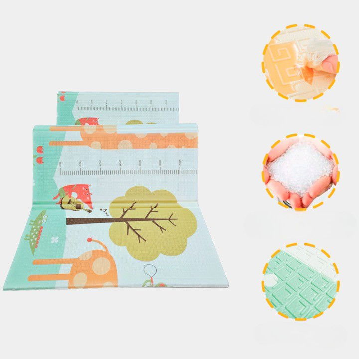 Covorase de joaca - Covoras de Joaca pentru Copii Termic cu 2 Fete, Flippy, Model Girafe si Pinguini, cu Spuma, Impermeabil, Antiderapant, 200cm x 180cm x 1cm