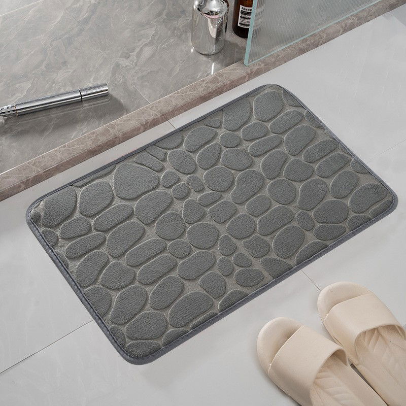 Covoras pentru Baie Antiderapant, Flippy, Uscare Rapida, Model 3D Piatra, 40x60 cm, Gri [9]