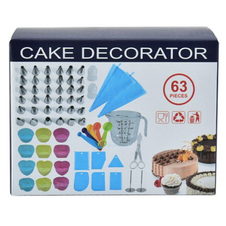 Set 63 Piese Ustensile pentru Ornare Prajituri, Flippy, din Plastic si Otel Inoxidabil, Forme Briose, Multicolor [9]