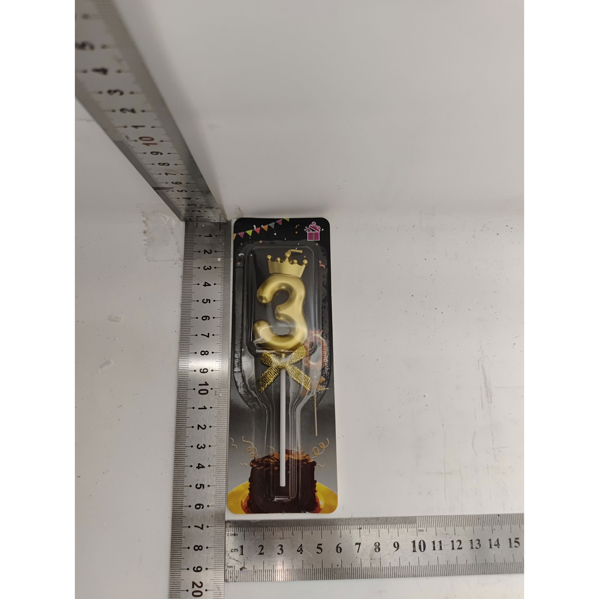 Lumanare pentru Tort Cifra 3, Model Coroana, Gold, Flippy, Party [2]