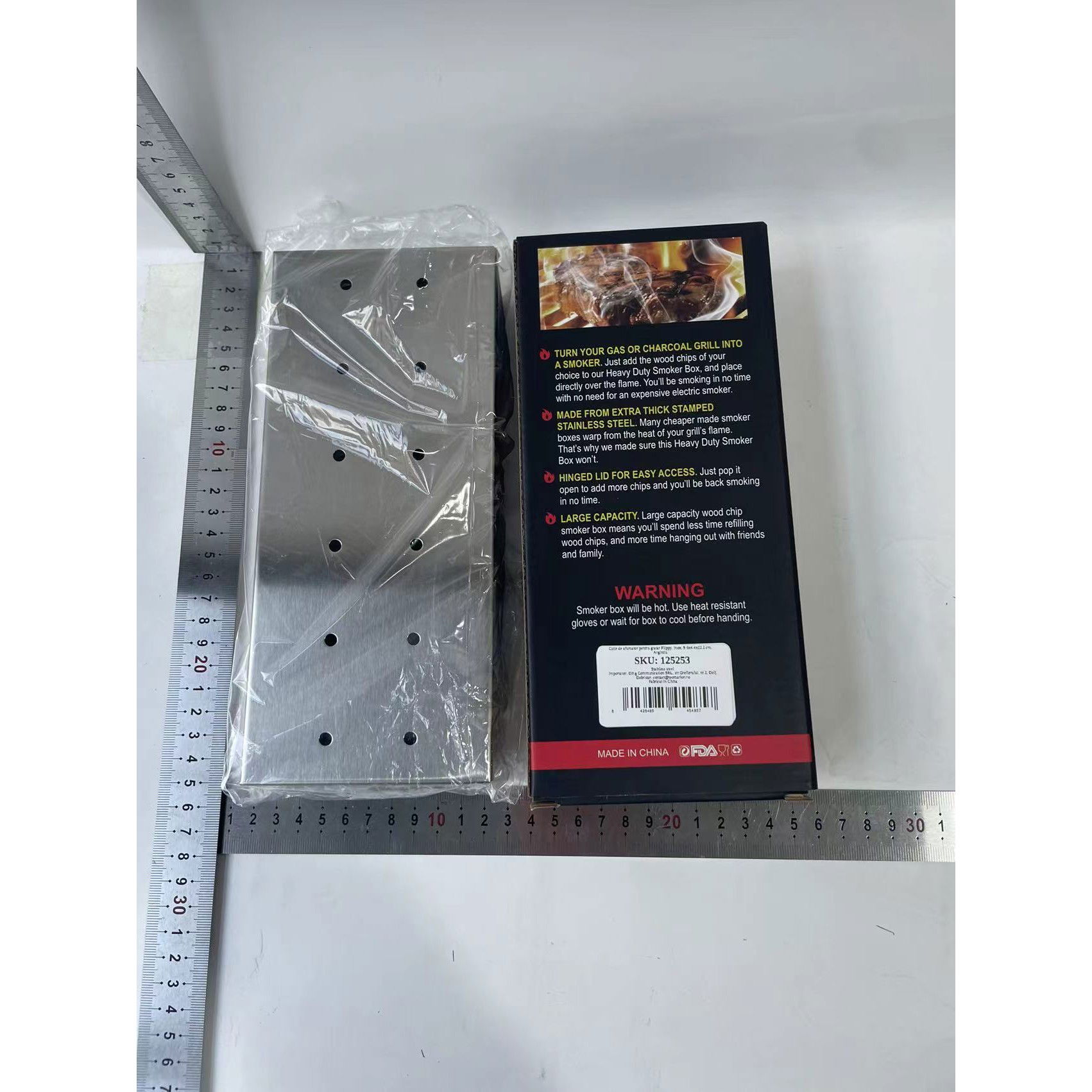 Cutie de afumator pentru gratar Flippy, Inox, 9.6x4.4x22.2 cm, Argintiu [8]