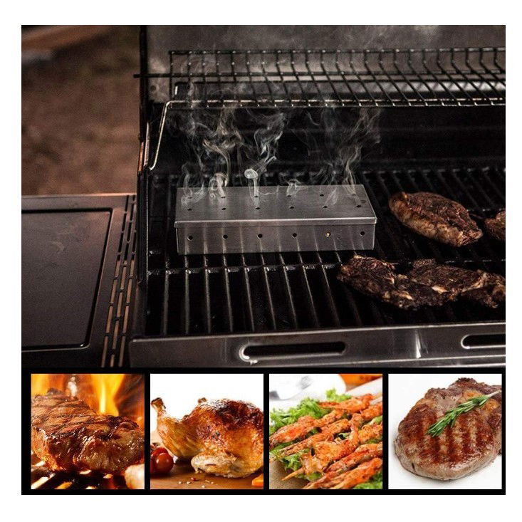 Cutie de afumator pentru gratar Flippy, Inox, 9.6x4.4x22.2 cm, Argintiu [3]