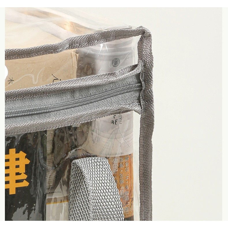 Cutie de Depozitare, Flippy, din PVC + Textil, Rezistenta la Apa, Geanta pentru Carti, 32x24x25 cm, Transparent-Alb [5]