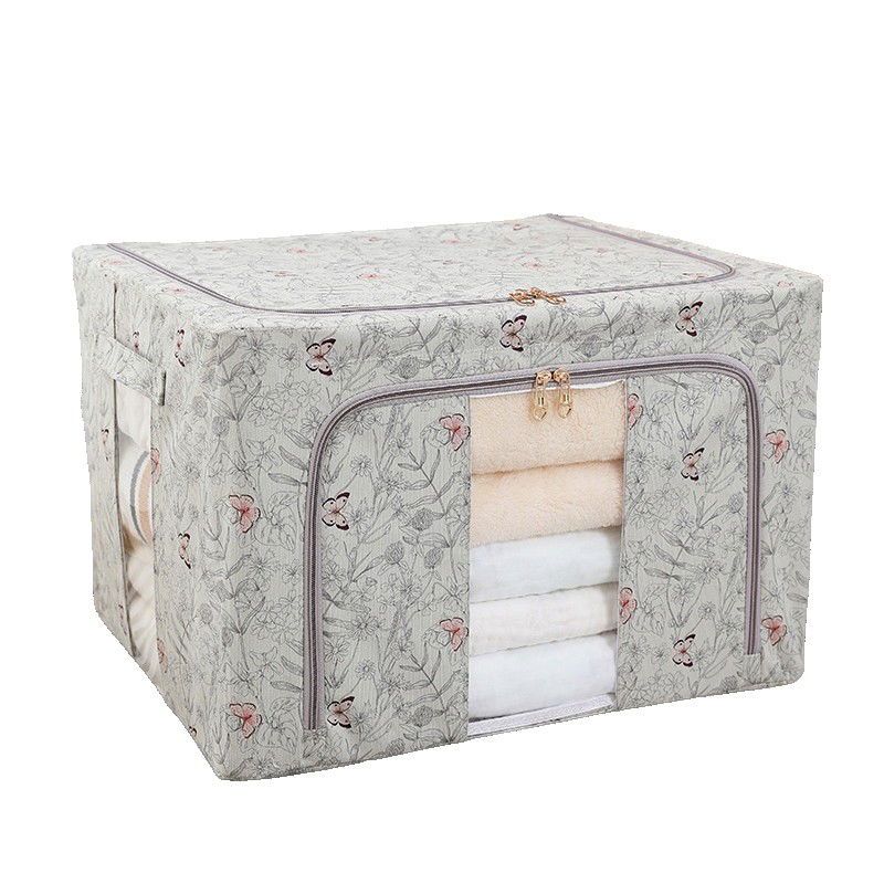 Cutie Depozitare, Flippy, 66L, din Material Textil, 50 x 40 x 33 cm, pentru Haine si Lenjerii, Model Fluturasi, Gri [6]