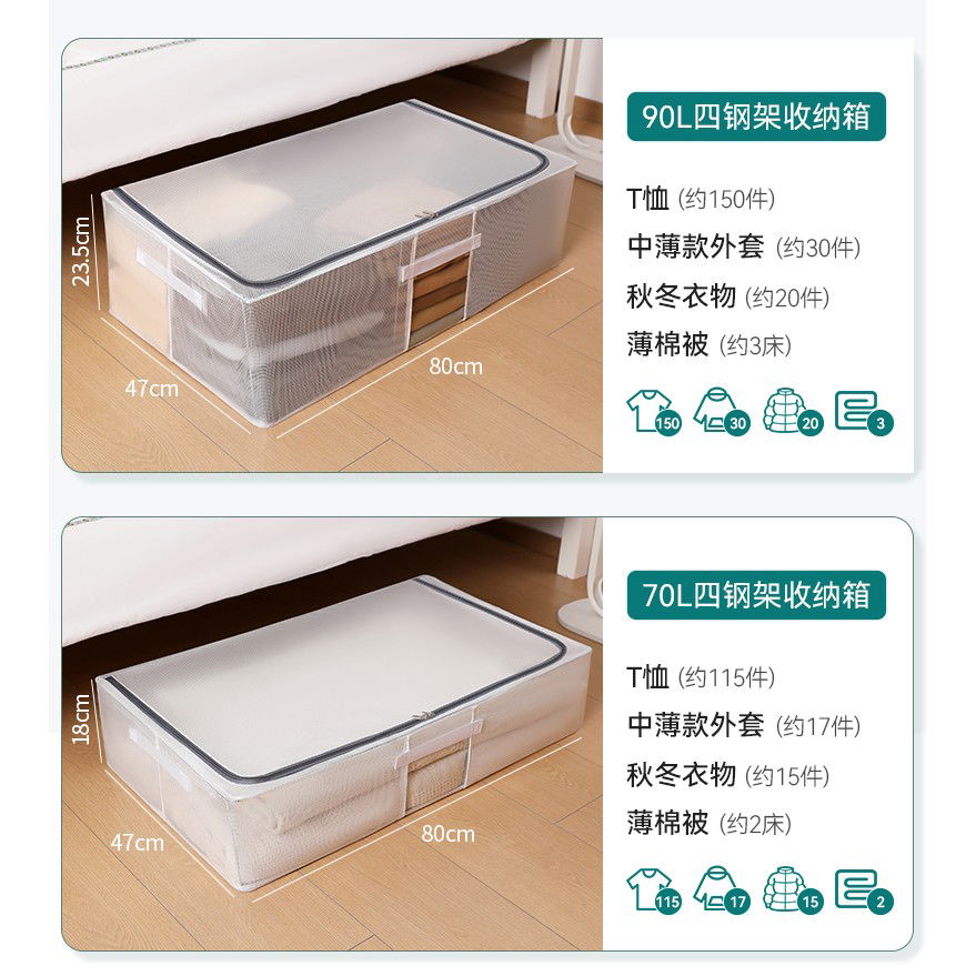 Cutie de Depozitare pentru Pantofi, Flippy, 60*30*21CM , din Plasa PVC Impermeabila si Cadru de Otel, Pliabila, Fermoar Bidirectional, Transparenta [35]