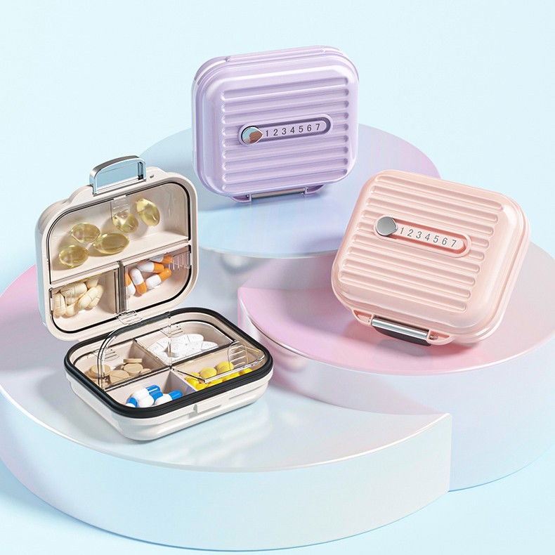 Pentru casa - Cutie de Depozitare pentru Pastile, Flippy, Cutie de depozitare Medicamente, Cutie de depozitare Vitamine, Suplimente, pentru Fete, din Plastic cu indice zi, Roz