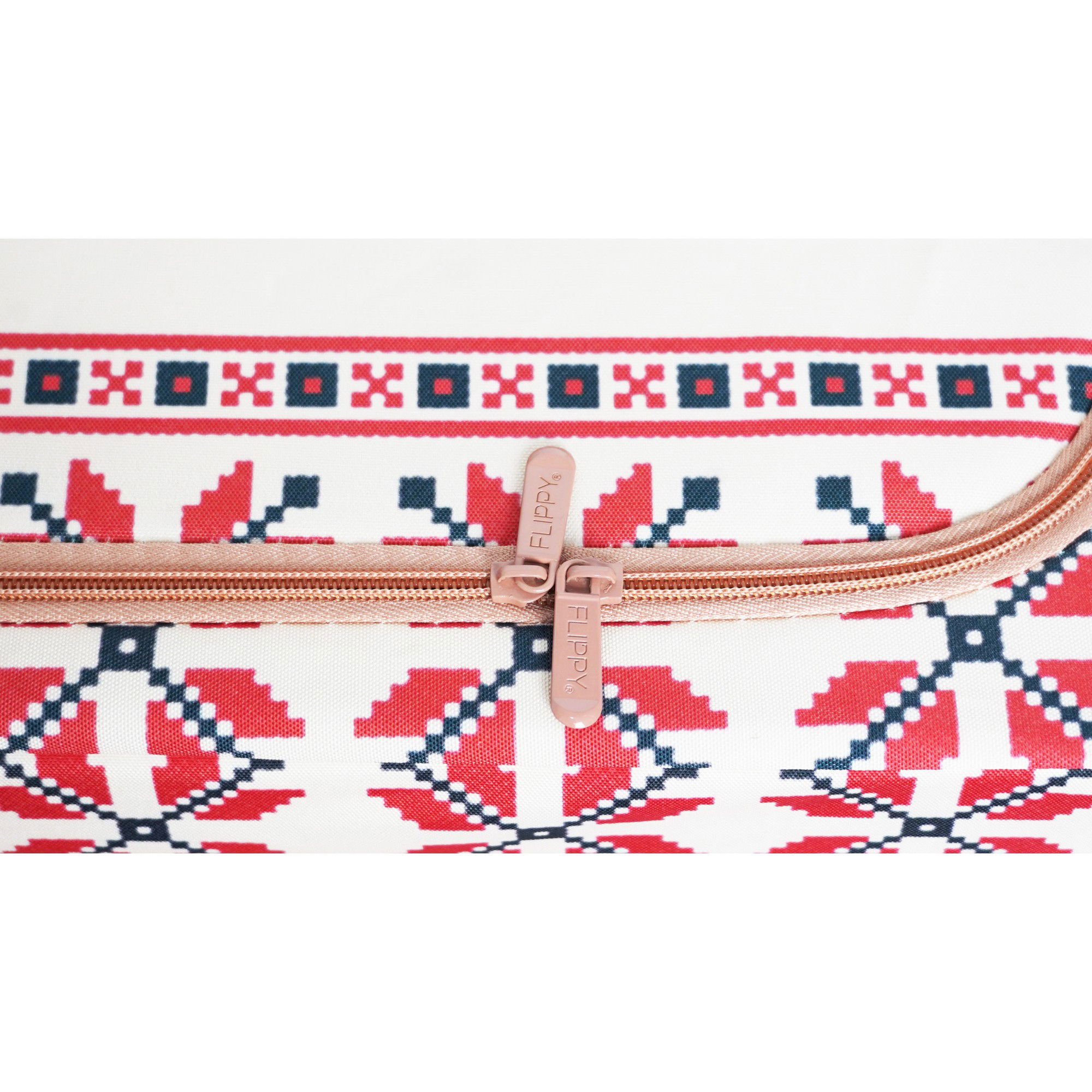 Cutie de Depozitare Pliabila, Flippy,100 L din Bumbac si In, 60X42X40 cm, Fereastra Frontala, 2 Usi de Acces cu Fermoar Bidirectional, Cadru Metalic, Suport Baza Stabil din Plastic, Motiv Traditional  [4]