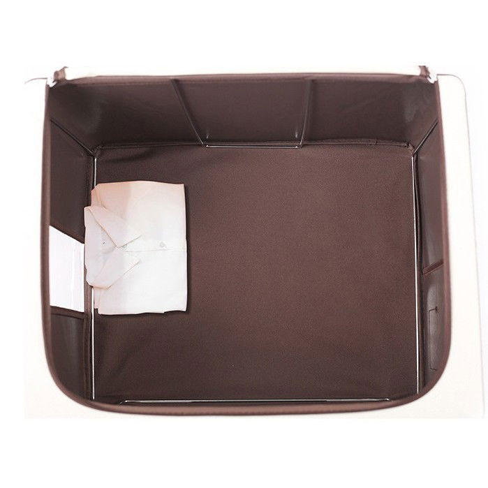 Cutie de Depozitare Pliabila, Flippy, Cu Fereastra si Fermoar Dublu, 66 L, Textil Premium, 50x40x33 cm, Cadru Metalic, Impermeabila, Maro [6]