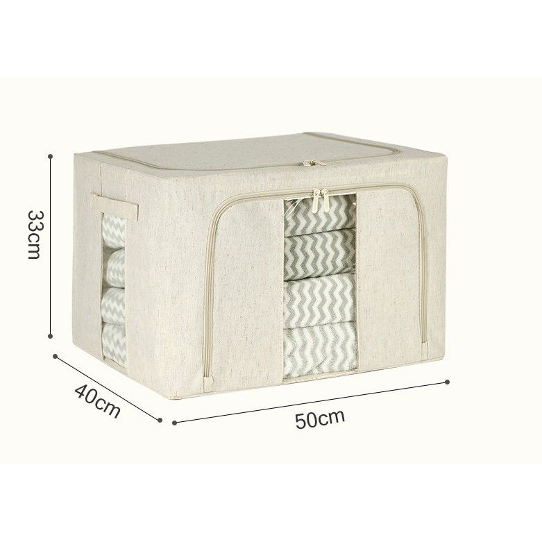 Cutie de Depozitare Pliabila, Flippy, Cu Fereastra si Fermoar Dublu, 66 L, Textil Premium, 50x40x33 cm, Cadru Metalic, Impermeabila, Alb Texturat [7]