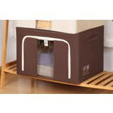 Cutie de Depozitare Pliabila, Flippy, Cu Fereastra si Fermoar Dublu, 66 L, Textil Premium, 50x40x33 cm, Cadru Metalic, Impermeabila, Maro [11]