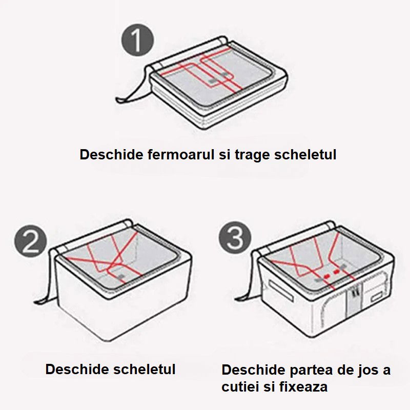 Cutie de Depozitare Pliabila, Flippy, Cu Fereastra si Fermoar Dublu, 66 L, Textil Premium, 50x40x33 cm, Cadru Metalic, Impermeabila, Bej [33]