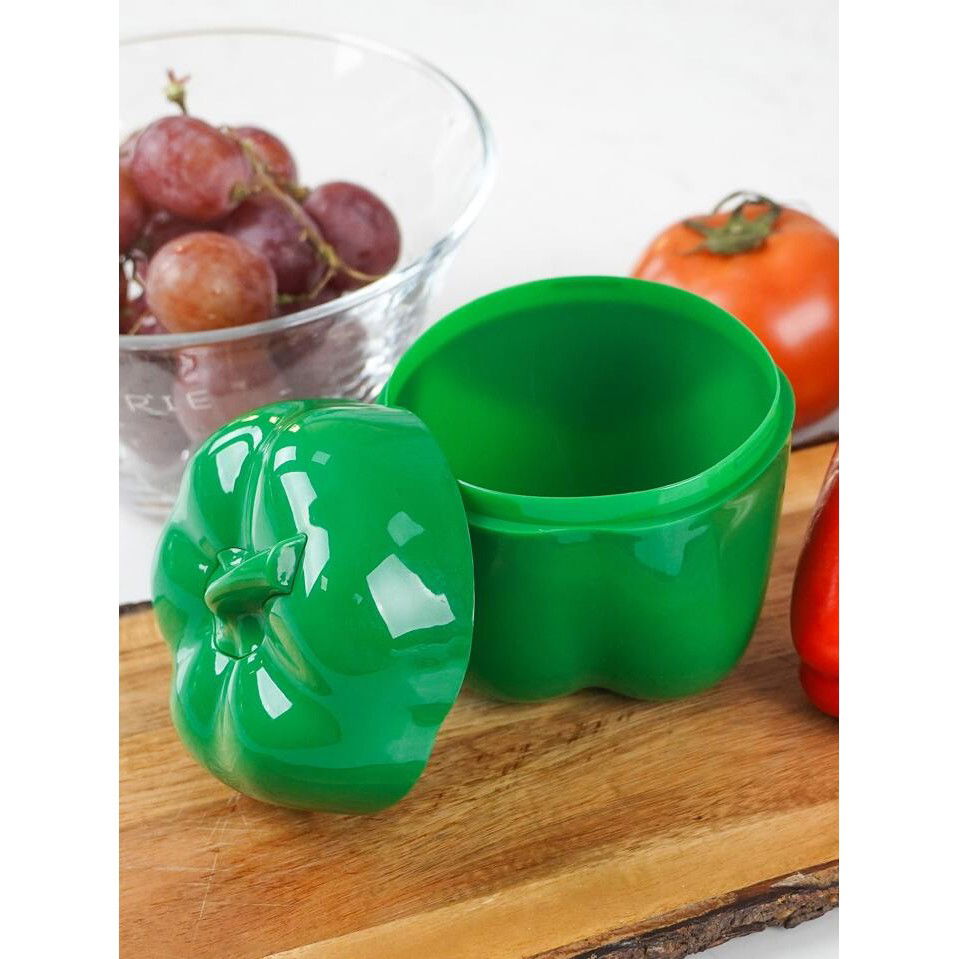 Cutie Alimentara, Flippy, Model Ardei, din Plastic, 9.8 x 9.8 x 10.7 cm, 350 ml, Verde [3]