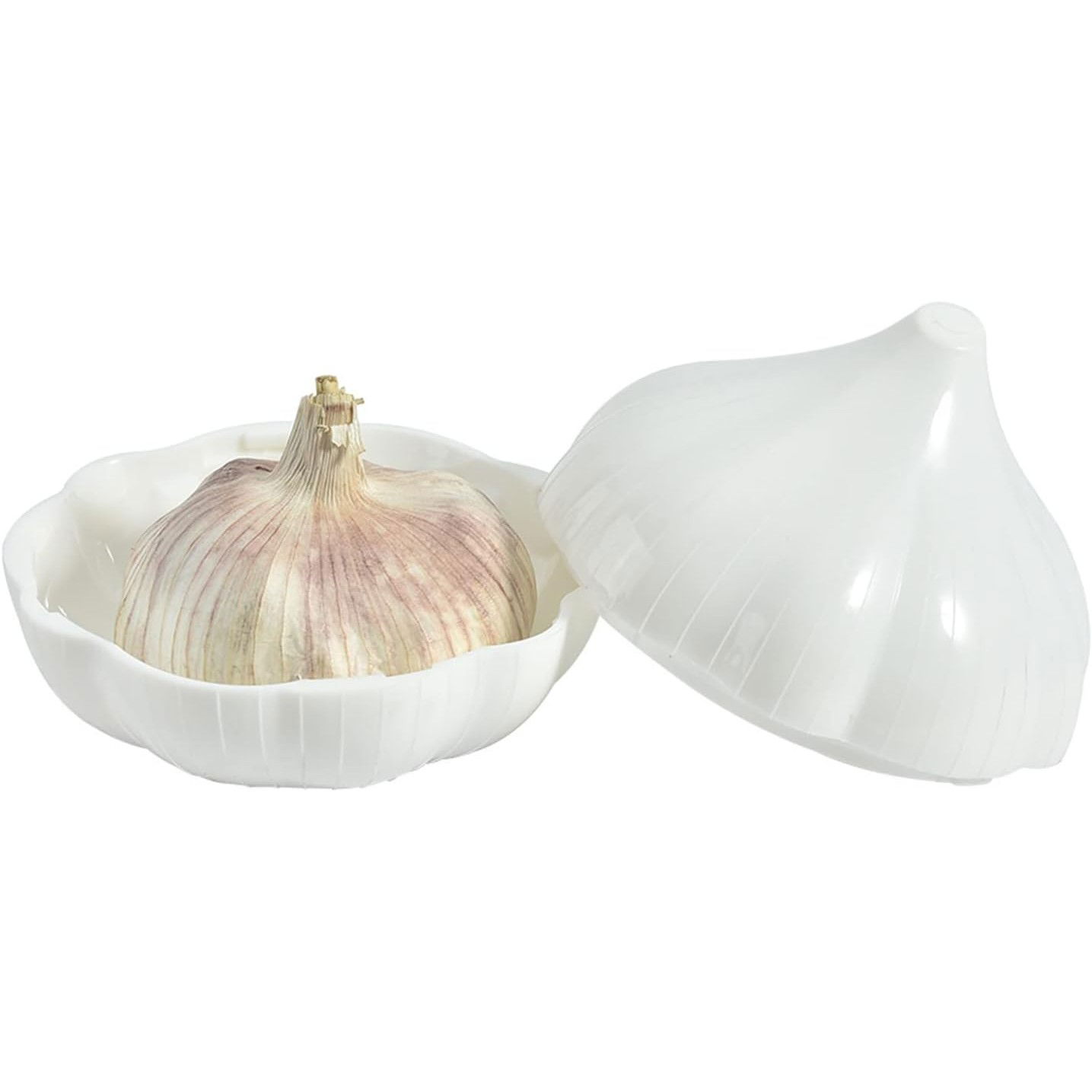 Pentru casa - Cutie Alimentara, Flippy, Model Usturoi, din Plastic, 9 x 9 x 9 cm, 350 ml, Alb