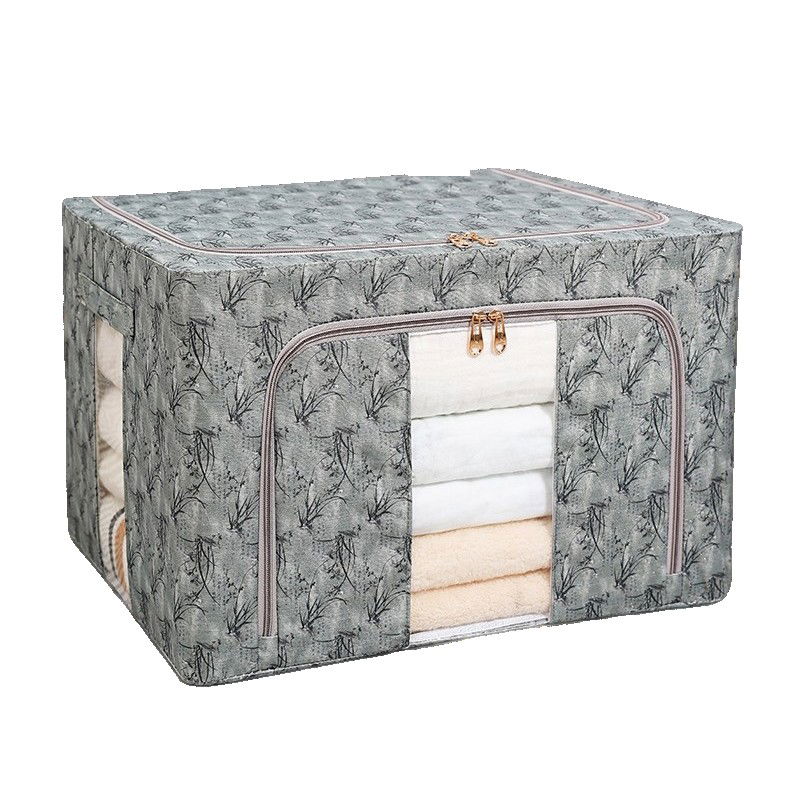 50 - 100 LEI - Cutie Depozitare, Flippy, 66L, din Material Textil, 50 x 40 x 33 cm, pentru Haine si Lenjerii, Model Bambus, Verde