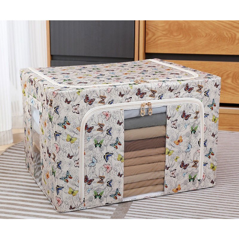 Cutie Depozitare, Flippy, 66L, din Material Textil, 50 x 40 x 33 cm, pentru Haine si Lenjerii, Model Fluturasi, Multicolor [3]