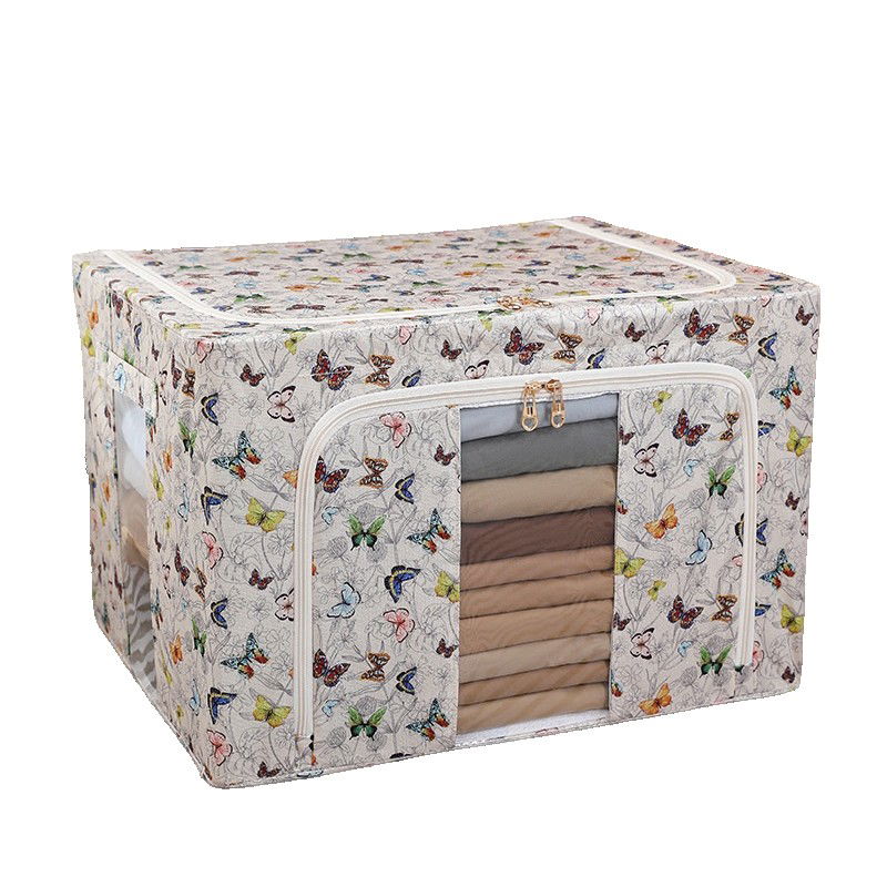 Cutie Depozitare, Flippy, 66L, din Material Textil, 50 x 40 x 33 cm, pentru Haine si Lenjerii, Model Fluturasi, Multicolor [6]