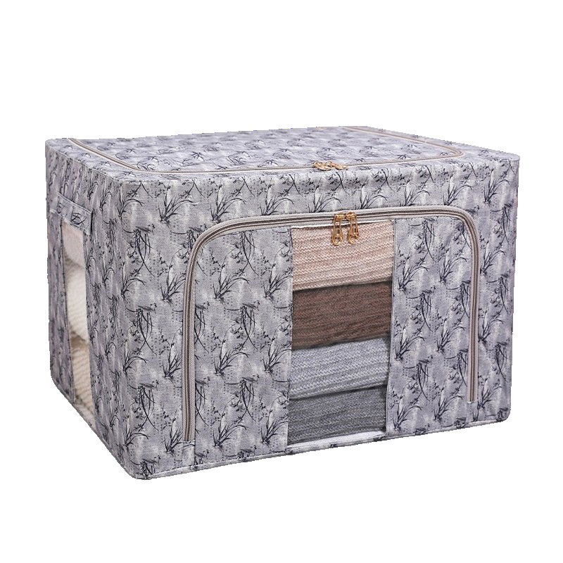 50 - 100 LEI - Cutie Depozitare, Flippy, 66L, din Material Textil, 50 x 40 x 33 cm, pentru Haine si Lenjerii, Model Bambus, Negru