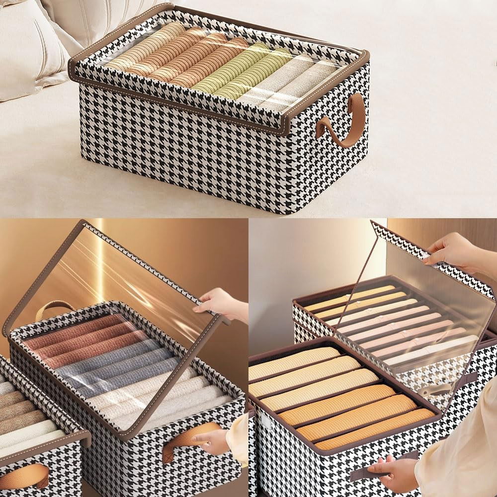 Cutie Depozitare, Flippy, Capac Transparent, Model In Carouri, Model Mic, Maro [6]